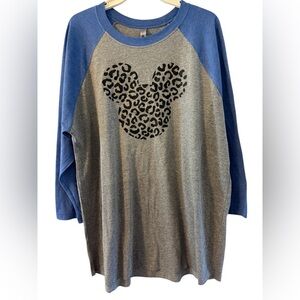Next Level Apparel Disney Mickey Mouse Leopard Print Raglan Shirt Size XL